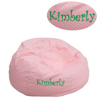 Flash Furniture DG-BEAN-SMALL-DOT-PK-TXTEMB-GG Personalized Small Light Pink Dot Bean Bag Chair for Kids and Teens